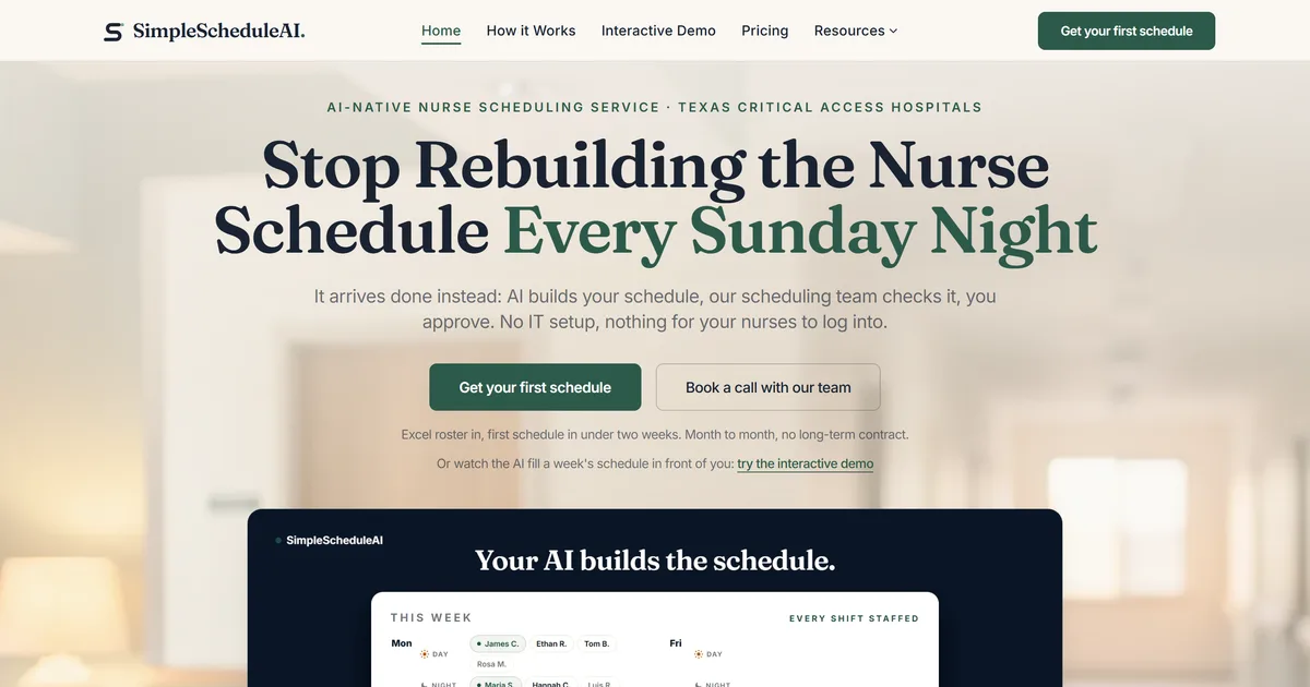 SimpleScheduleAI scheduling interface