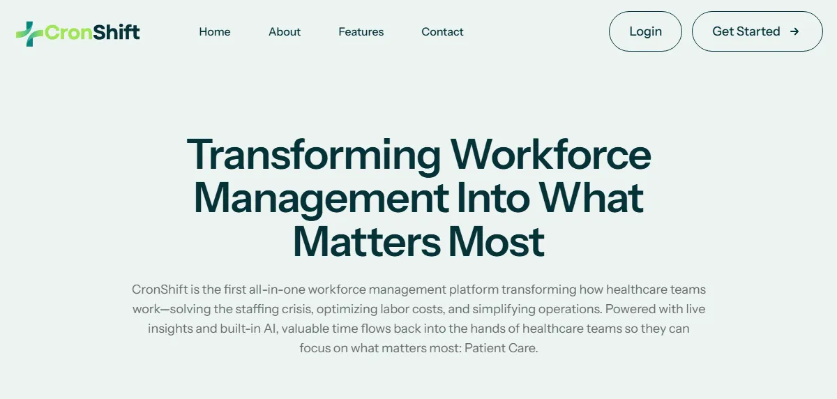 CronShift healthcare workforce management platform homepage