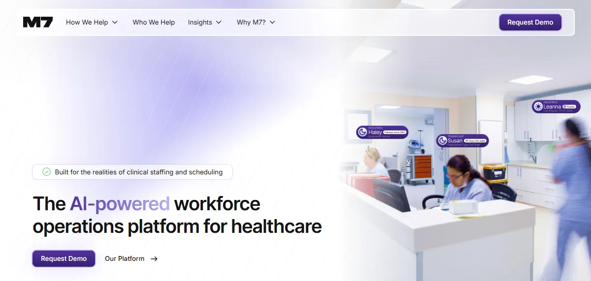 M7 Health nurse scheduling and labor optimization platform interface