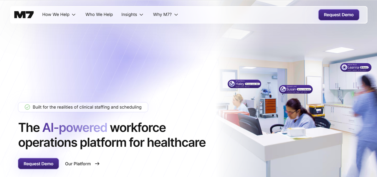 M7 Health nurse scheduling and labor optimization platform interface
